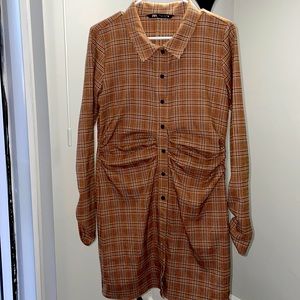 Zara plaid mini shirt dress